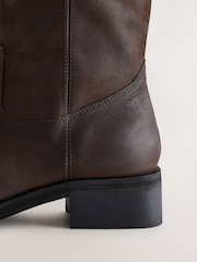 朱古力啡色 - Forever Comfort® Leather Knee High Pull On Boots - 圖片 9/10