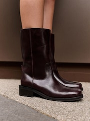 Burgundy Red Standard fit Forever Comfort® Gaucho Midi Pull On Leather Boots - Image 2 of 3