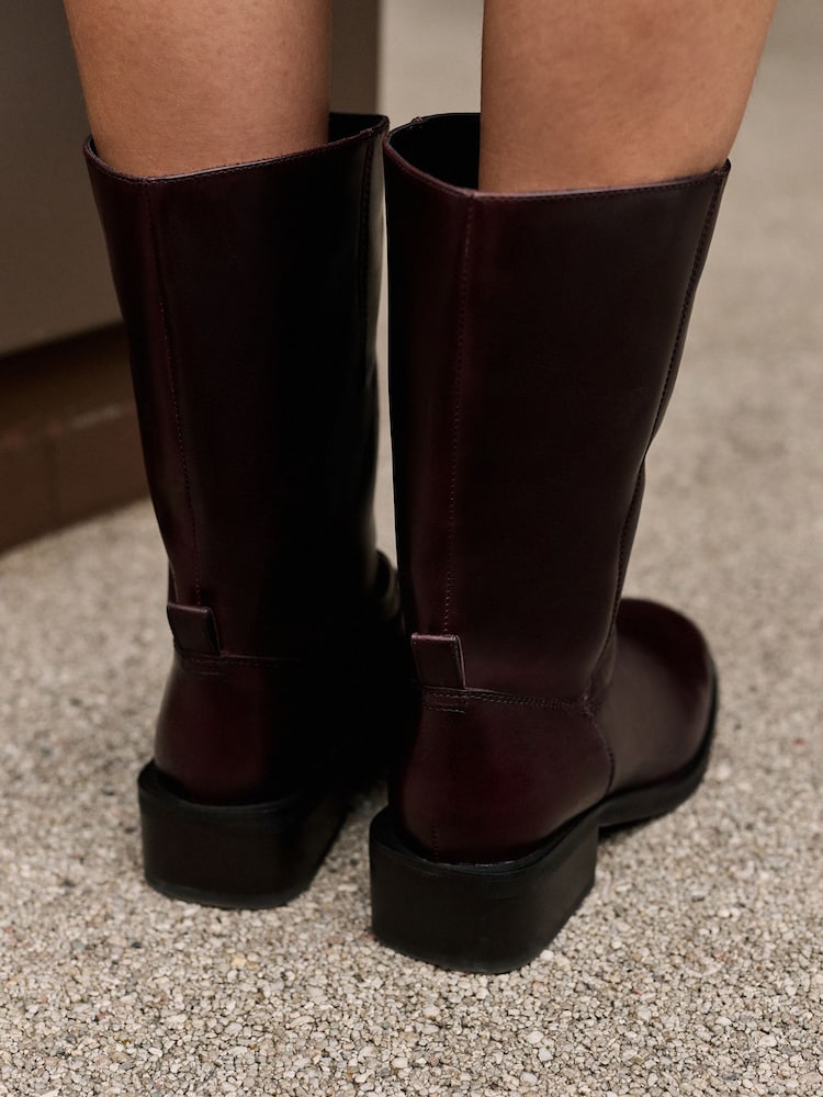 Burgundy Red Standard fit Forever Comfort® Gaucho Midi Pull On Leather Boots - Image 3 of 3