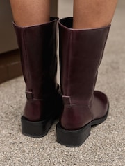Burgundy Red Standard fit Forever Comfort® Suede Gaucho Midi Pull On Leather Boots - Image 4 of 9