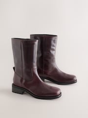 Burgundy Red Standard fit Forever Comfort® Suede Gaucho Midi Pull On Leather Boots - Image 6 of 9