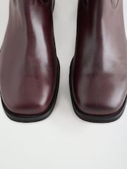 Burgundy Red Standard fit Forever Comfort® Suede Gaucho Midi Pull On Leather Boots - Image 9 of 9