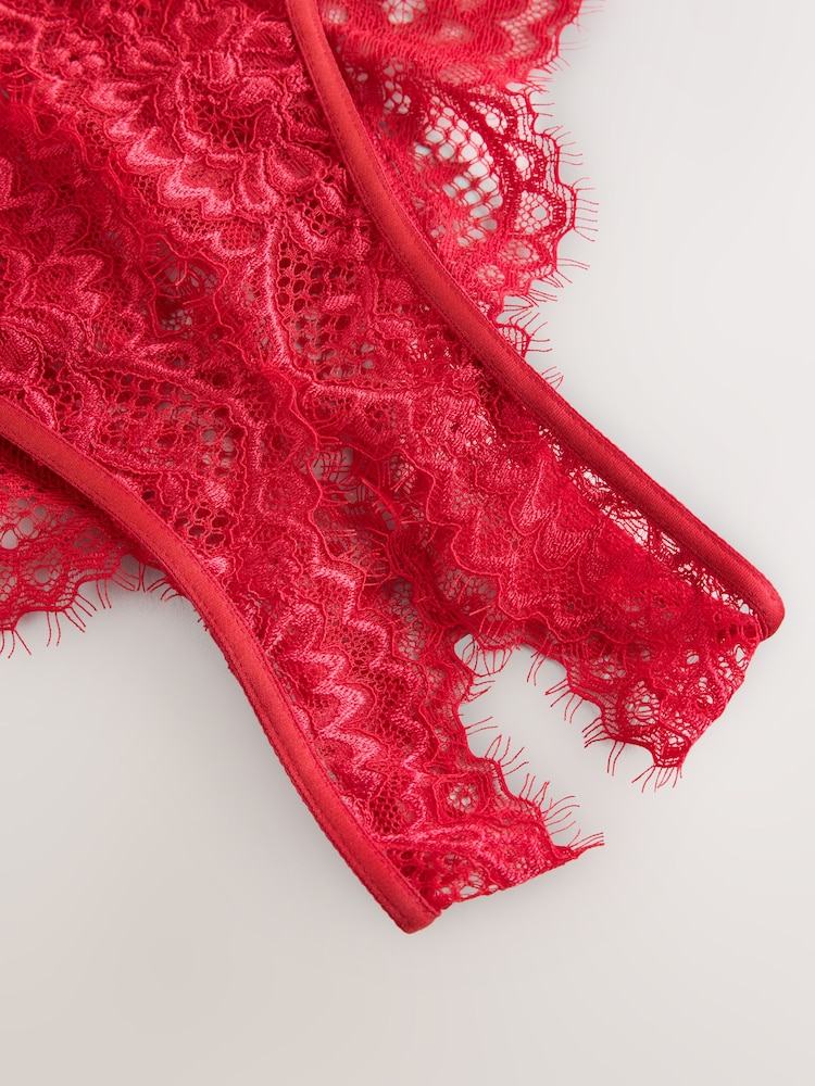 Red Crotchless High Waist Lace Knickers - Image 2 of 4