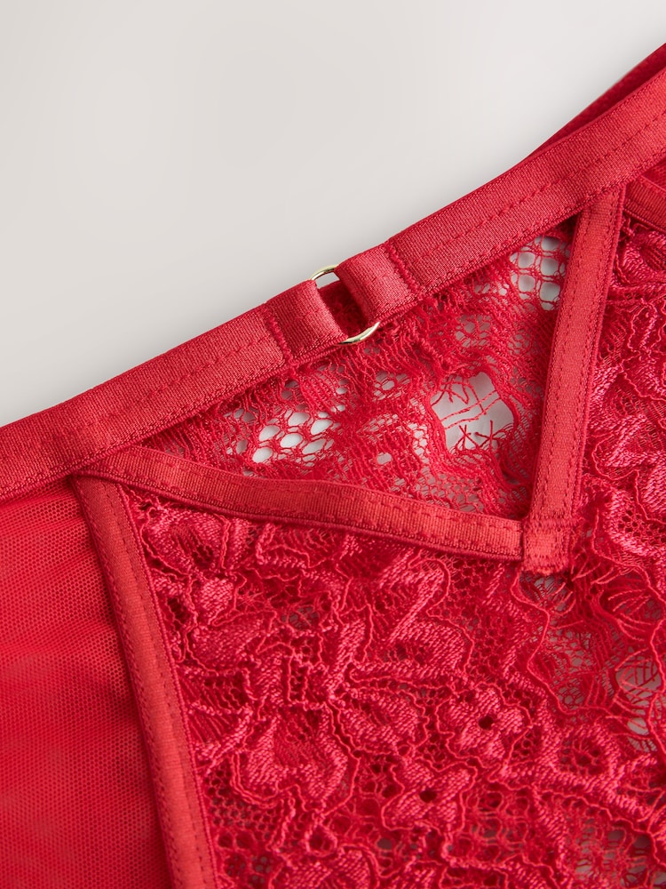 Red Crotchless High Waist Lace Knickers - Image 4 of 4