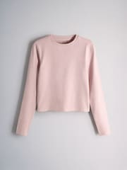 The Set 4 Pack Long Sleeve Cropped T-Shirts Burgundy Red/Navy Blue/Pink/White - Image 8 of 11