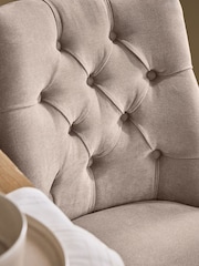 Set of 2 Soft Twill Light Mink Brown Light Wood Leg Wolton Buttoned Dining Chairs - Image 2 of 8