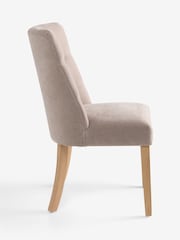 Set of 2 Soft Twill Light Mink Brown Light Wood Leg Wolton Buttoned Dining Chairs - Image 6 of 8