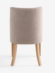 Set of 2 Soft Twill Light Mink Brown Light Wood Leg Wolton Buttoned Dining Chairs - Image 7 of 8