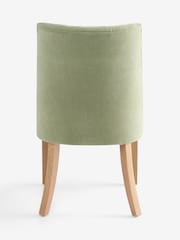 Set of 2 Soft Twill Sage Green Light Wood Leg Wolton Buttoned Dining Chairs - Image 7 of 8