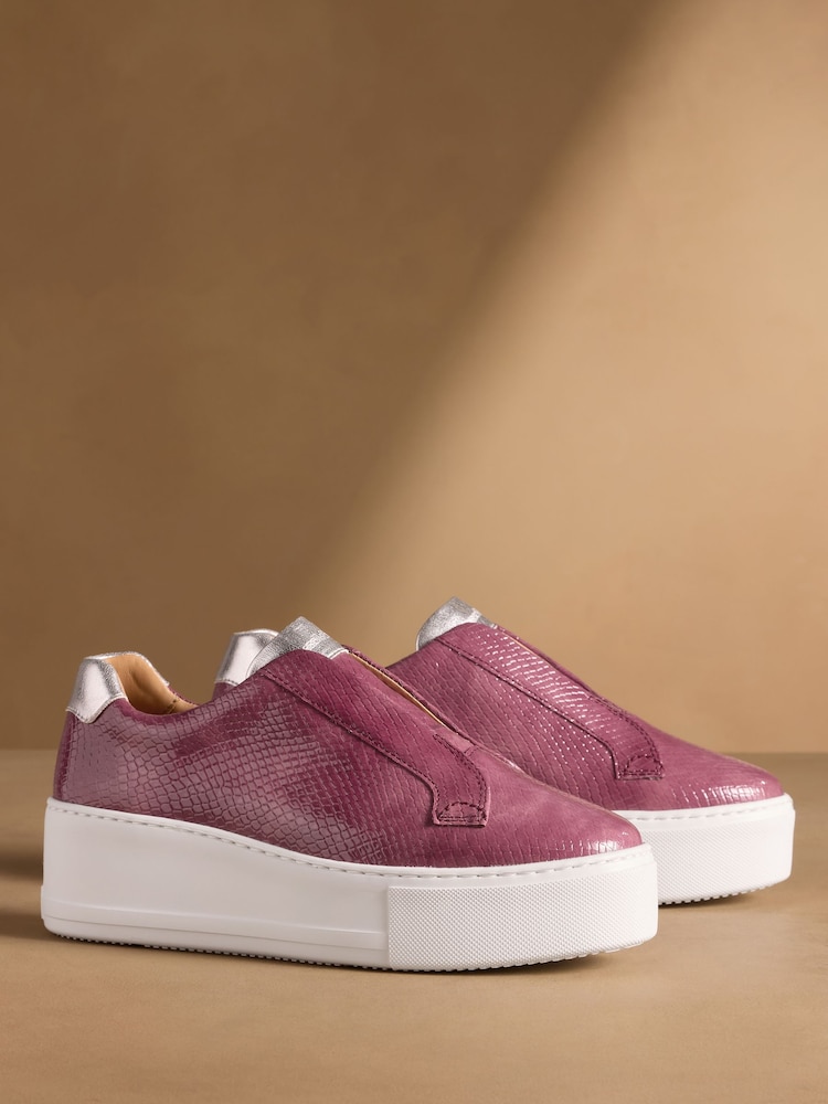 Russell & Bromley Mauve Purple Park Up Laceless Flatform Trainers - Image 1 of 7