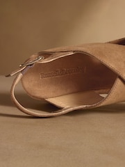 Russell & Bromley Tan Brown Suede Brooke Wedge Sandals - Image 5 of 7