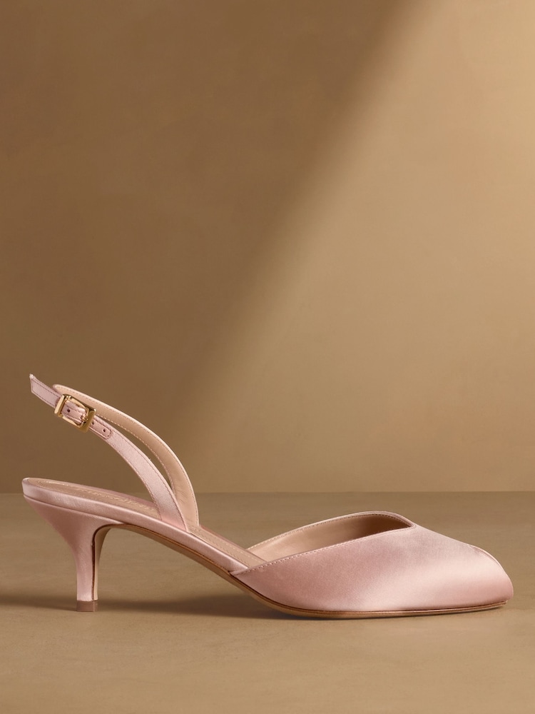 Russell & Bromley Blush Pink Kingsley Mid Peep Toe Heeled Sandals - Image 2 of 7 Russell & Bromley Blush Pink Kingsley Mid Peep Toe Heeled Sandals - Image 2 of 7