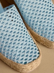 Russell & Bromley Blue Hale Weave Crochet Espadrille Wedges - Image 4 of 7