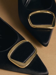 Russell & Bromley Black Satin Hillcliffe Slingback High Heeled Courts - Image 4 of 7