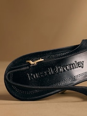 Russell & Bromley Black Satin Hillcliffe Slingback High Heeled Courts - Image 5 of 7