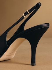 Russell & Bromley Black Satin Hillcliffe Slingback High Heeled Courts - Image 6 of 7
