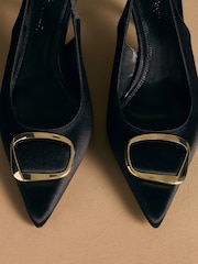Russell & Bromley Black Satin Hillcliffe Slingback High Heeled Courts - Image 7 of 7