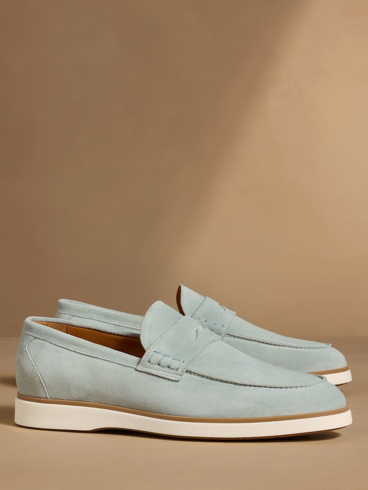Russell & Bromley Light Blue Benny Loafers - Image 1 of 7 Russell & Bromley Light Blue Benny Loafers - Image 1 of 7