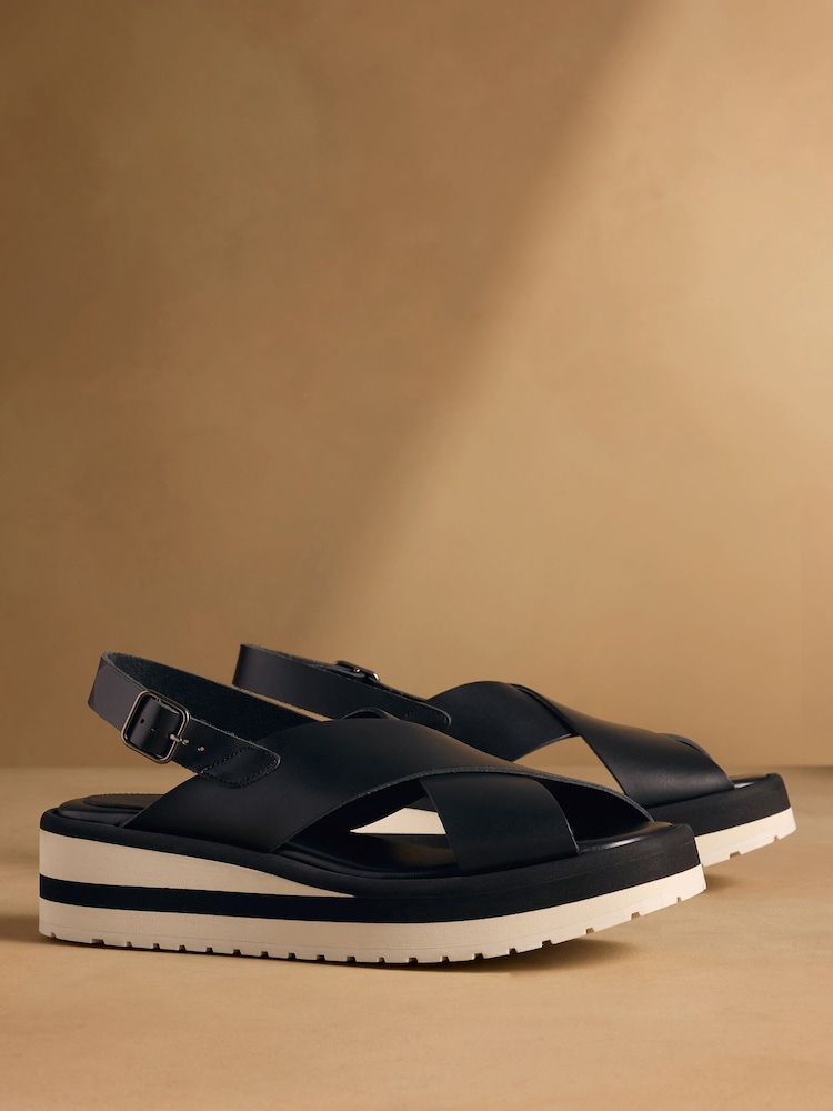 Russell & Bromley Black Blakelow Flatform Sandals - Image 1 of 7
