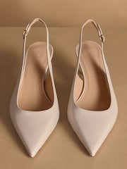 Russell & Bromley Oatmeal Hillcliffe Slingback Mid Court Shoes - Image 3 of 7
