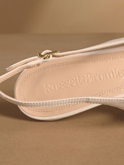 Russell & Bromley Oatmeal Hillcliffe Slingback Mid Court Shoes - Image 5 of 7