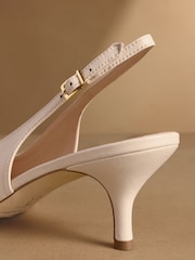 Russell & Bromley Oatmeal Hillcliffe Slingback Mid Court Shoes - Image 6 of 7