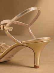 Russell & Bromley Gold Superstow Mid Strappy Heeled Sandals - Image 6 of 7