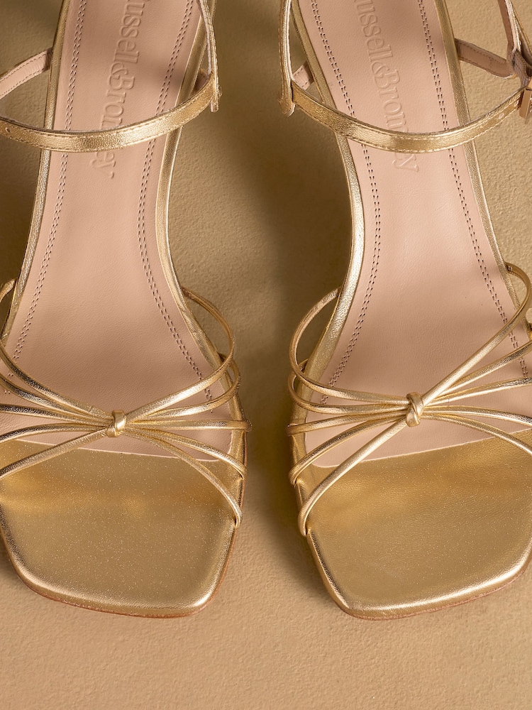 Russell & Bromley Gold Superstow Mid Strappy Heeled Sandals - Image 7 of 7