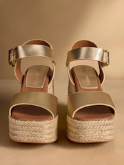 Russell & Bromley Gold Satley Espadrille Heeled Sandals - Image 3 of 7