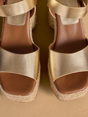 Russell & Bromley Gold Satley Espadrille Heeled Sandals - Image 4 of 7