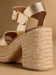 Russell & Bromley Gold Satley Espadrille Heeled Sandals - Image 7 of 7
