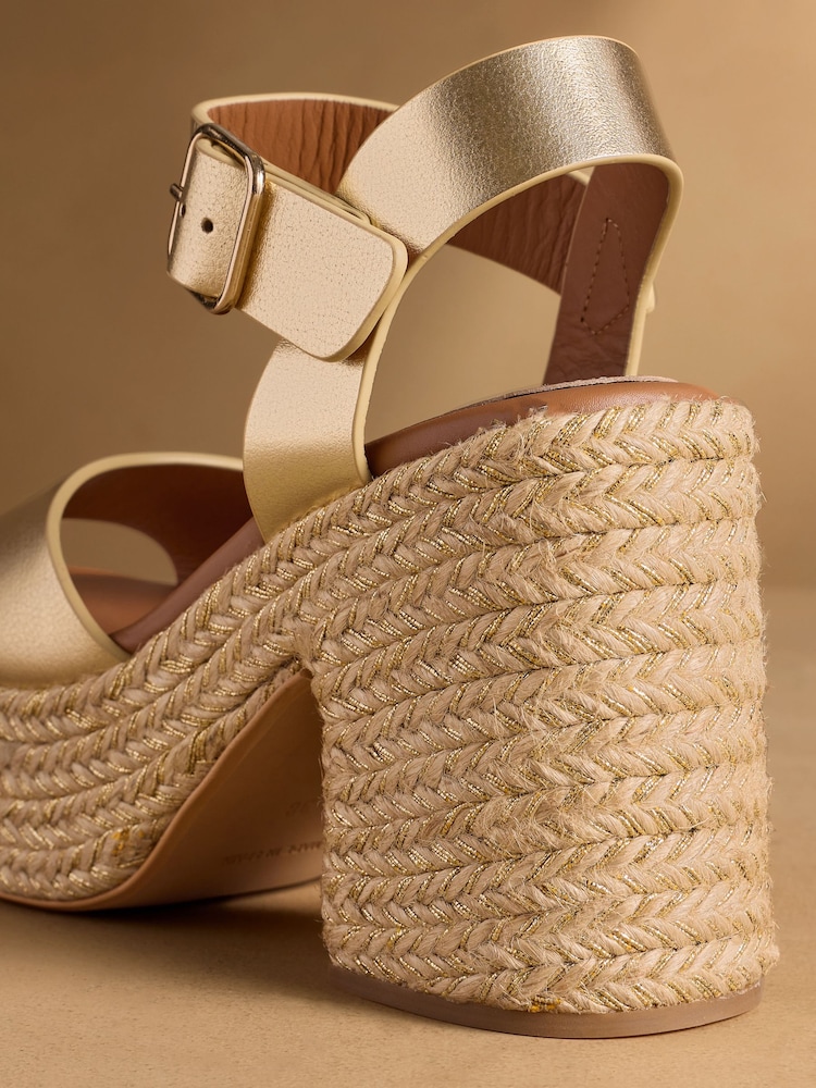 Russell & Bromley Gold Satley Espadrille Heeled Sandals - Image 7 of 7 Russell & Bromley Gold Satley Espadrille Heeled Sandals - Image 7 of 7