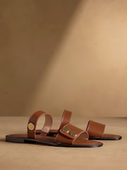 Russell & Bromley Tan Brown Newby Hardware Sandals - Image 1 of 7