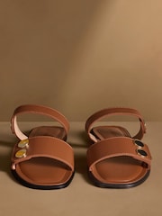 Russell & Bromley Tan Brown Newby Hardware Sandals - Image 3 of 7