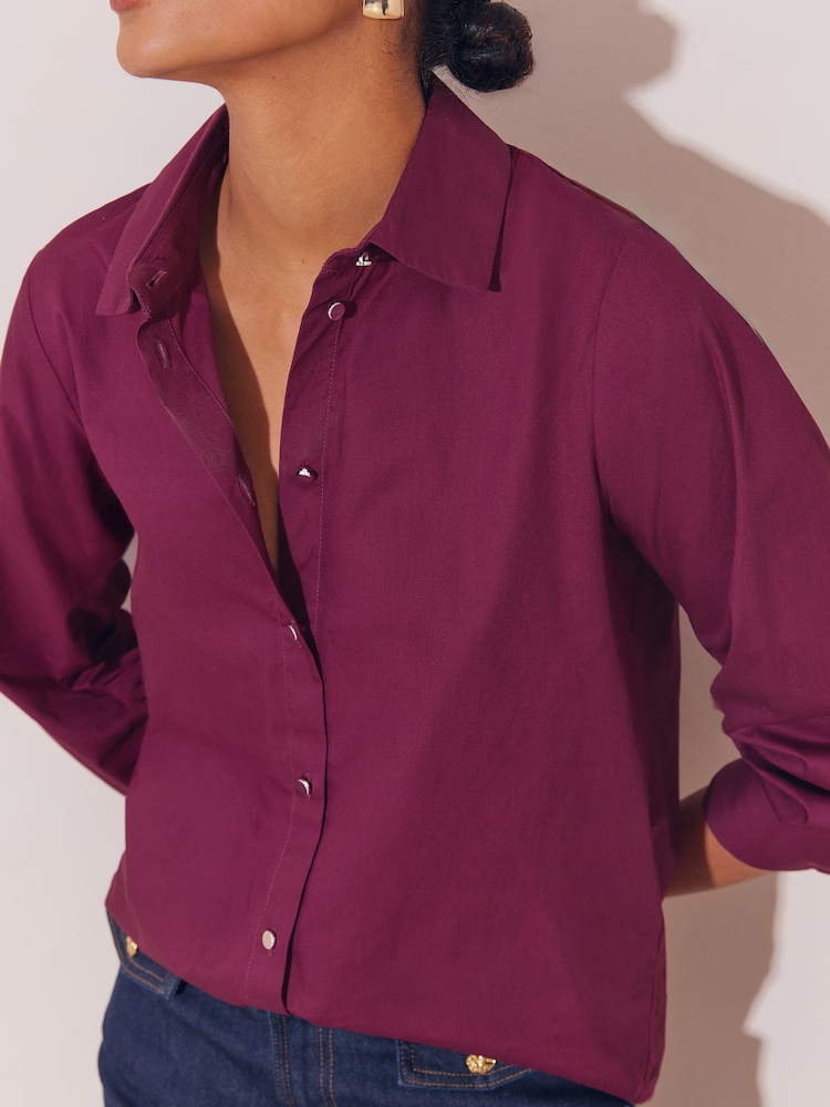 Lipsy Burgundy Red Poplin Shirt - Image 2 of 4 Lipsy Burgundy Red Poplin Shirt - Image 2 of 4