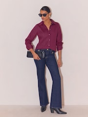 Lipsy Burgundy Red Poplin Shirt - Image 3 of 4