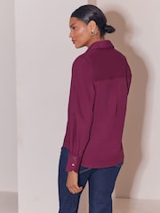 Lipsy Burgundy Red Poplin Shirt - Image 4 of 4