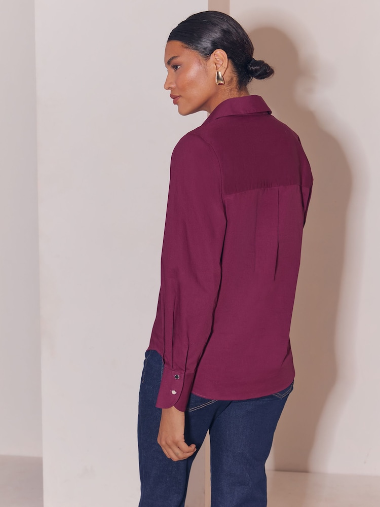 Lipsy Burgundy Red Poplin Shirt - Image 4 of 4 Lipsy Burgundy Red Poplin Shirt - Image 4 of 4
