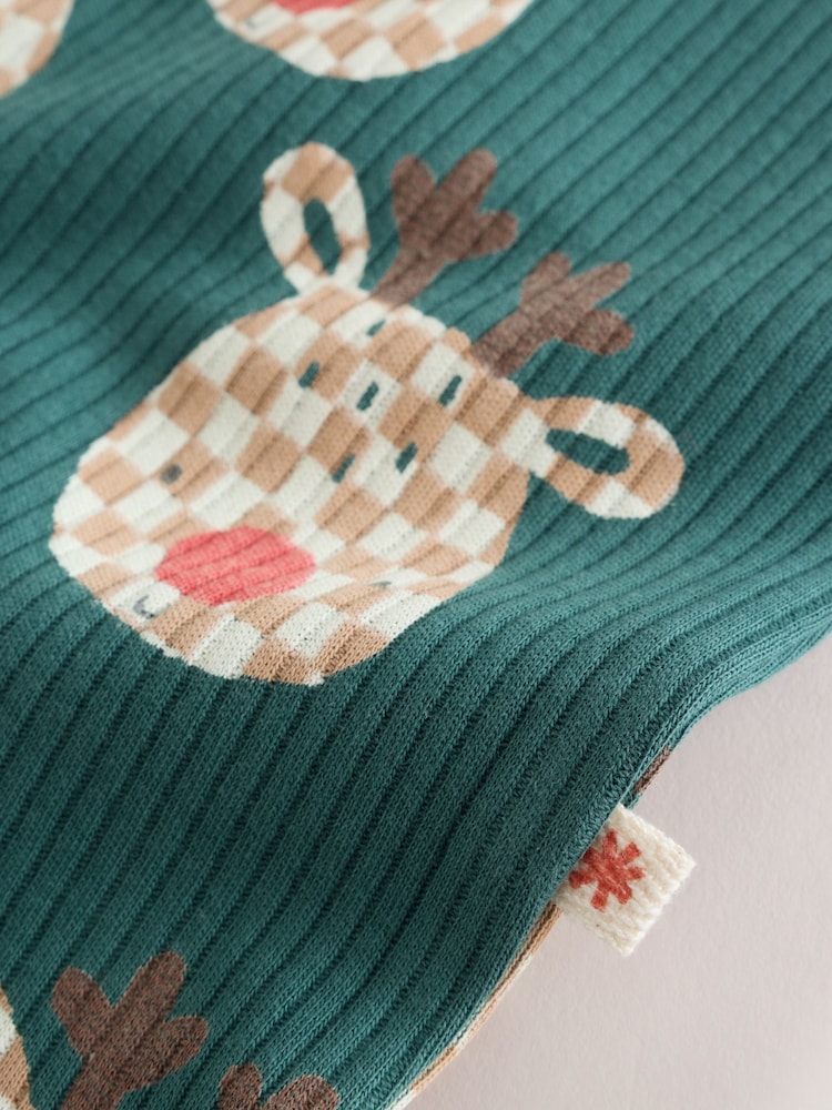 Green Reindeer Christmas Two Way Zip Sleepsuit (0mths-3yrs) - Image 10 of 10 Green Reindeer Christmas Two Way Zip Sleepsuit (0mths-3yrs) - Image 10 of 10