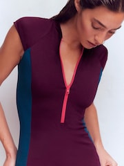 Boden Purple Cap Sleeve Rash Vest - Image 2 of 6