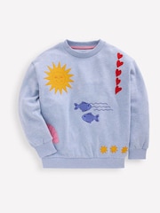 Boden Blue Bobbie Appliqué Sweatshirt - Image 1 of 3