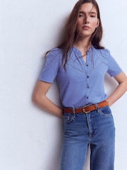 Boden Blue Bea Short Sleeve Shirt - Image 4 of 5