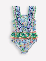 Boden Blue Frill Peplum Swimsuit - Image 1 of 3