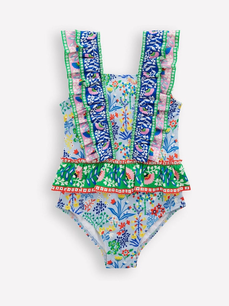Boden Blue Frill Peplum Swimsuit - Image 1 of 3