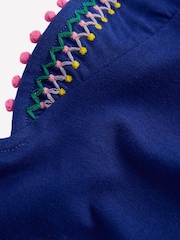 Boden Blue Flutter Sleeve Trim Top - Image 3 of 3