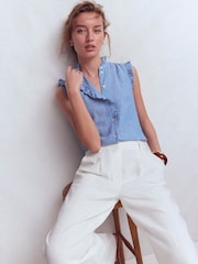 Boden Blue Isabel Sleeveless Linen Top - Image 1 of 6