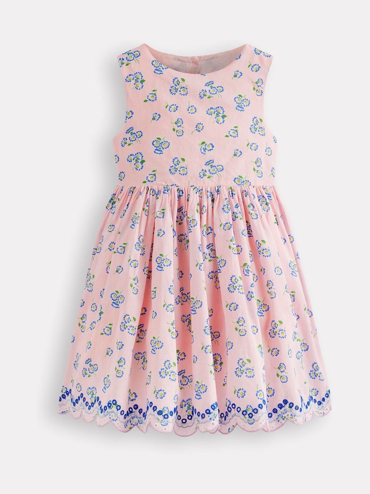 Boden Pink Broderie Back Detail Dress - Image 1 of 3 Boden Pink Broderie Back Detail Dress - Image 1 of 3