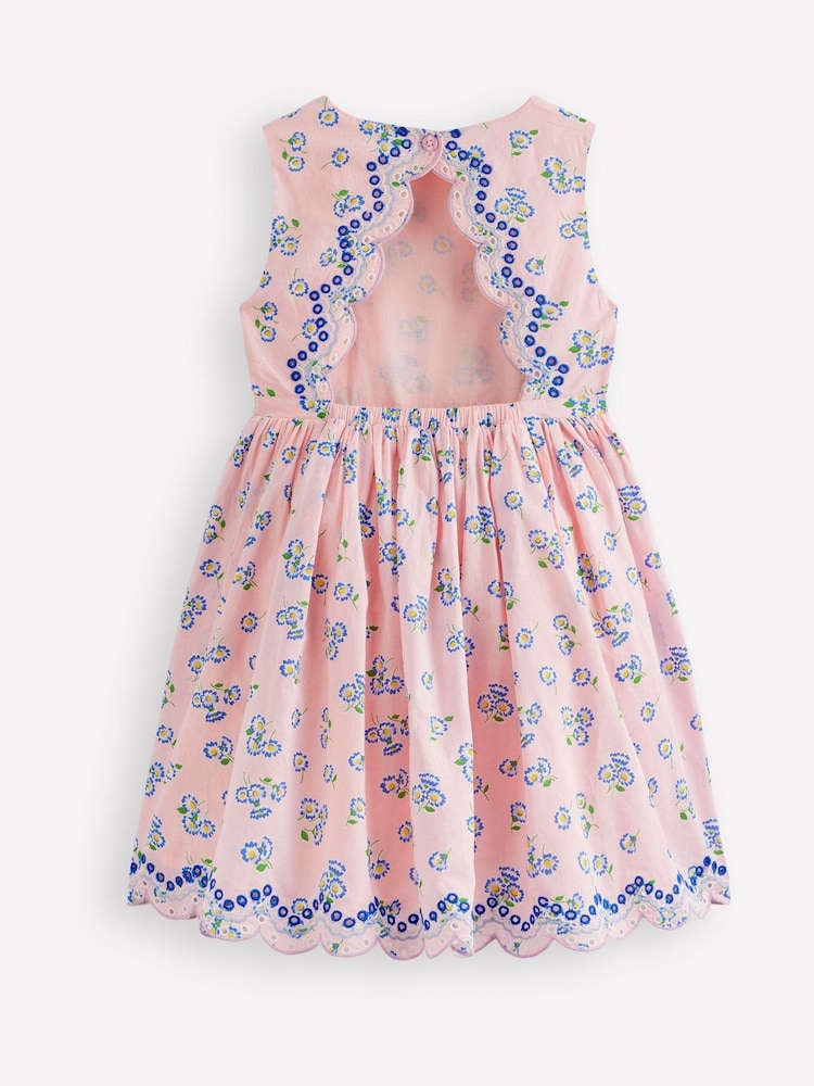 Boden Pink Broderie Back Detail Dress - Image 2 of 3 Boden Pink Broderie Back Detail Dress - Image 2 of 3