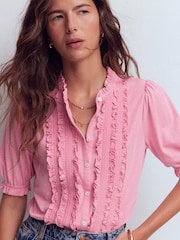 Boden Pink Eda Ruffle Front Shirt - Image 5 of 6