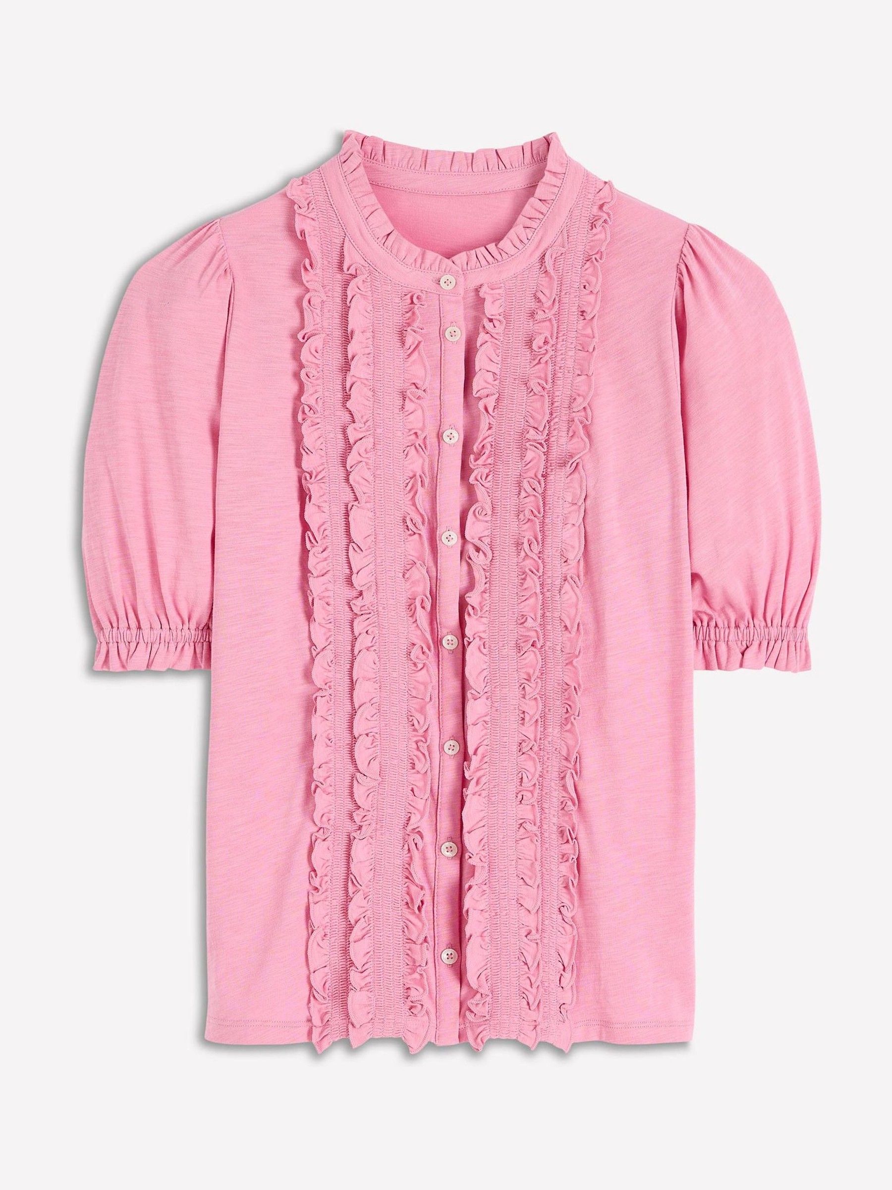 Buy Boden Pink Eda Ruffle Front Shirt from the Next UK online shop